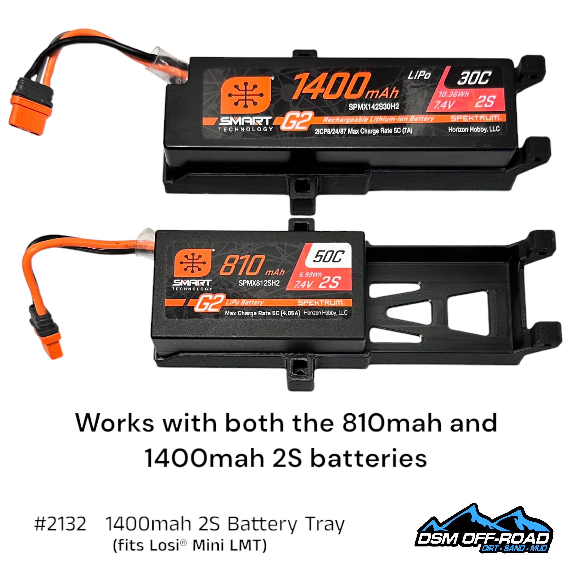 1400mah Battery Tray (Fits Losi® Mini LMT) (STL)