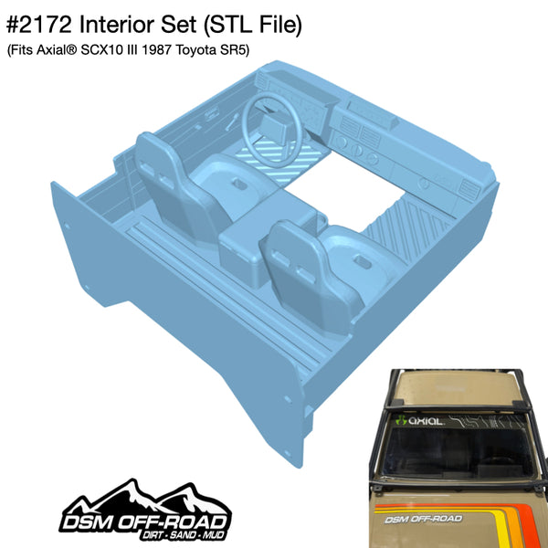Interior Set - Fits Axial® SCX10 III 1987 Toyota SR5 (STL File)