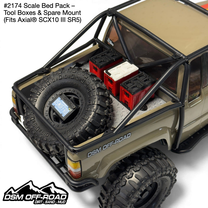 Scale Bed Pack – Tool Boxes, Cooler & Spare Mount (Fits Axial® SCX10 III SR5)