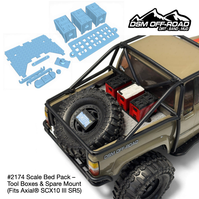 Scale Bed Pack – Tool Boxes, Cooler & Spare Mount (Fits Axial® SCX10 III SR5) (STL File)