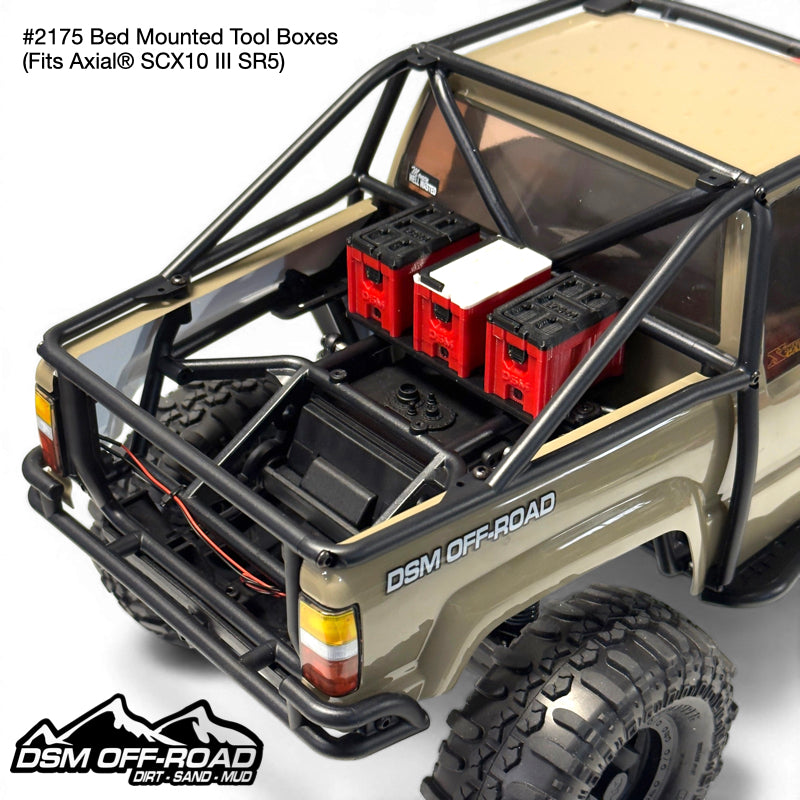 Rear Bed Tool Boxes, Cooler & Spare Mount (Fits Axial® SCX10 III SR5)