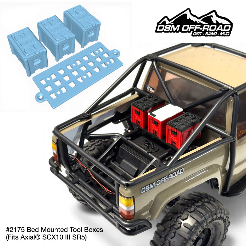 Rear Bed Tool Boxes, Cooler & Spare Mount (Fits Axial® SCX10 III SR5) (STL File)