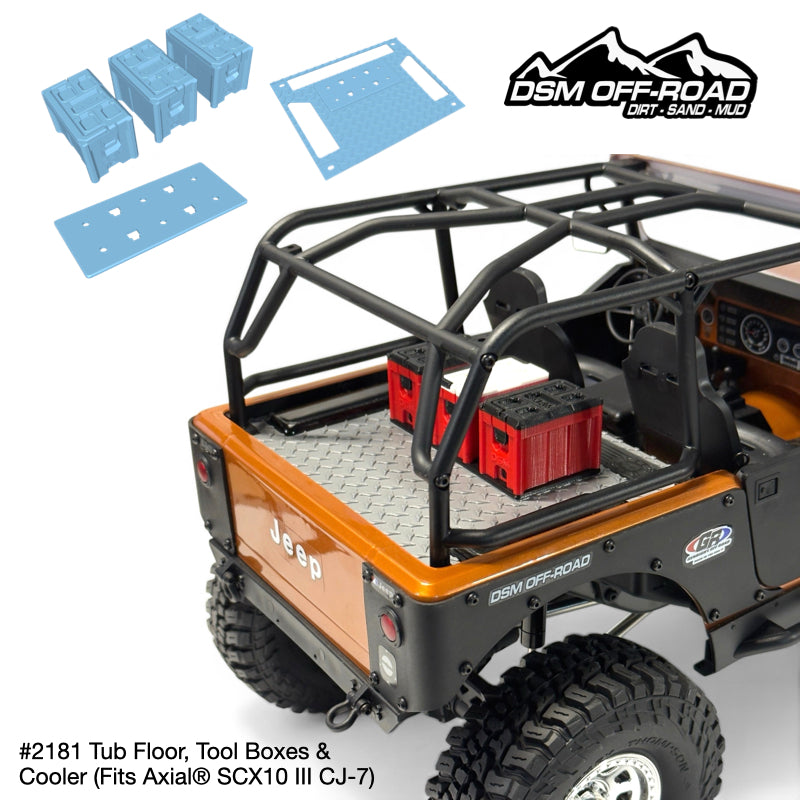 Tub Floor With Tool Boxes & Cooler- Fits Axial® SCX10 III CJ-7