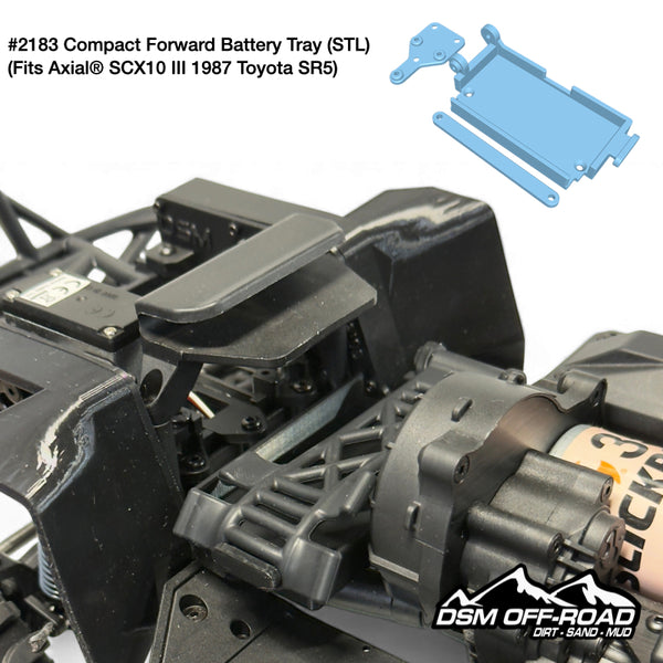 Compact Forward Battery Tray - Fits Axial® SCX10 III 1987 Toyota SR5 (STL File)