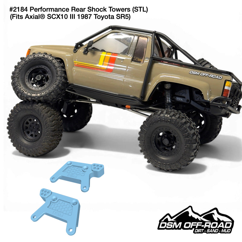 Performance Rear Shock Towers - Fits Axial® SCX10 III 1987 Toyota SR5 (STL File)