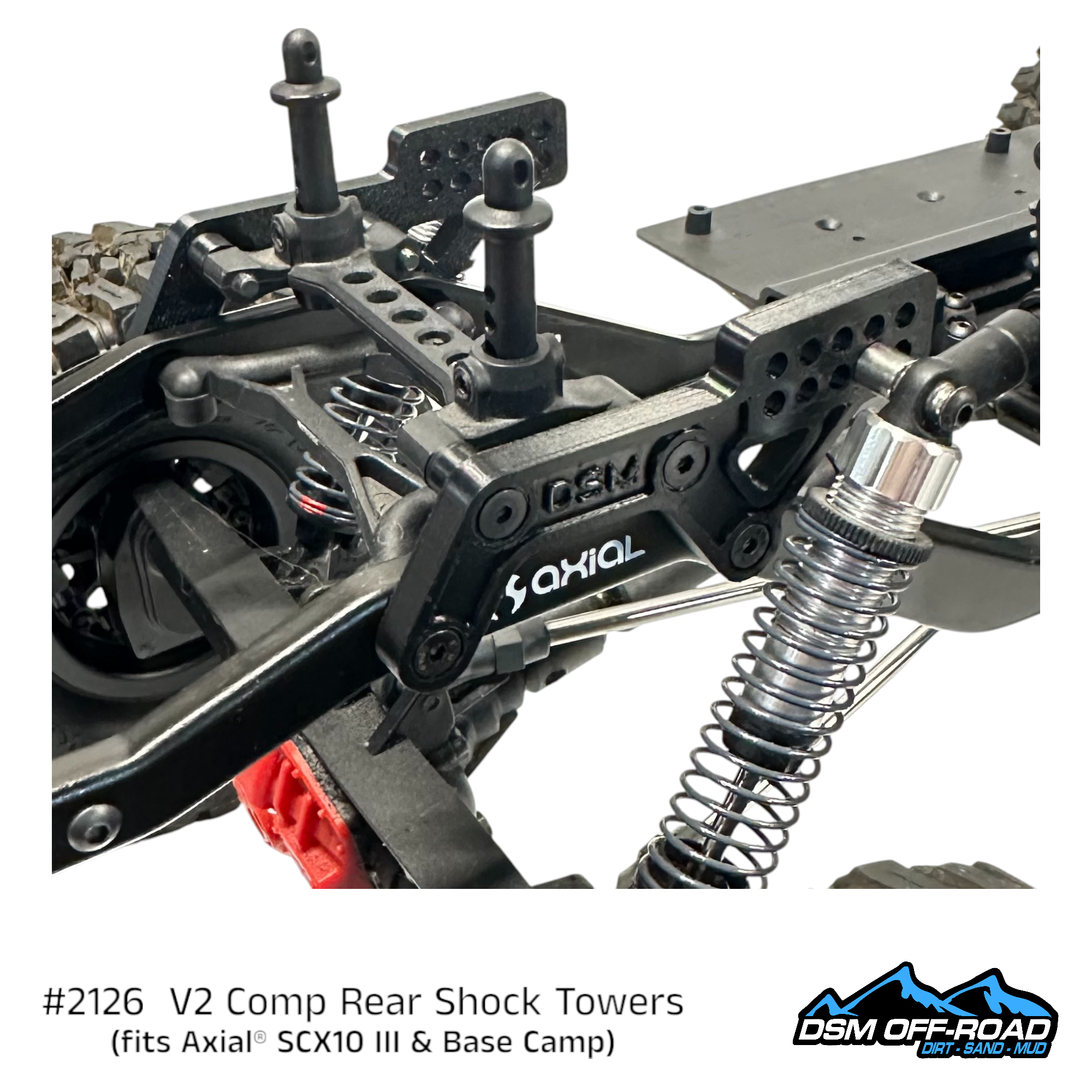 Comp Style Rear Shock Towers (fits Axial® SCX10 III & Base Camp)