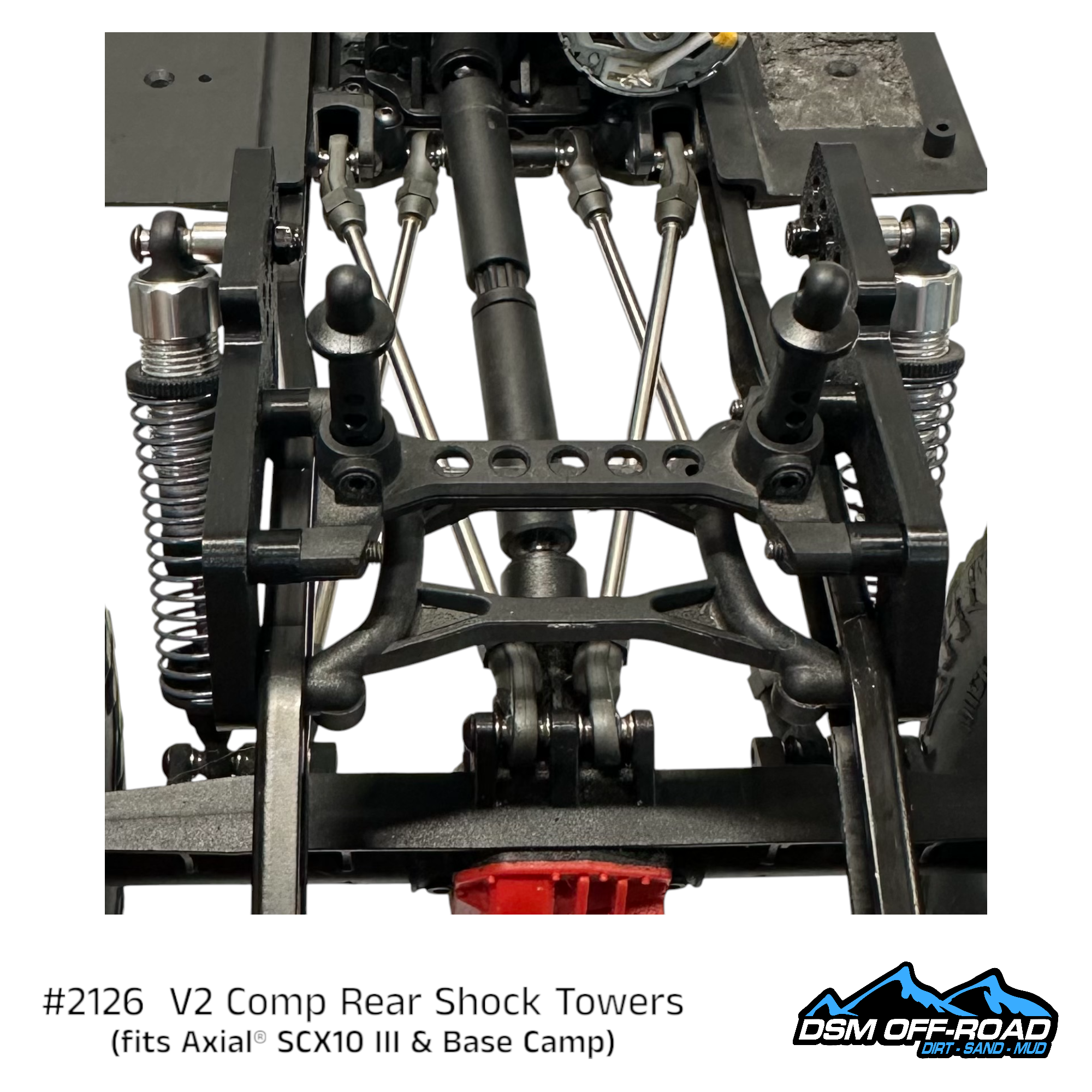 Comp Style Rear Shock Towers (fits Axial® SCX10 III & Base Camp)