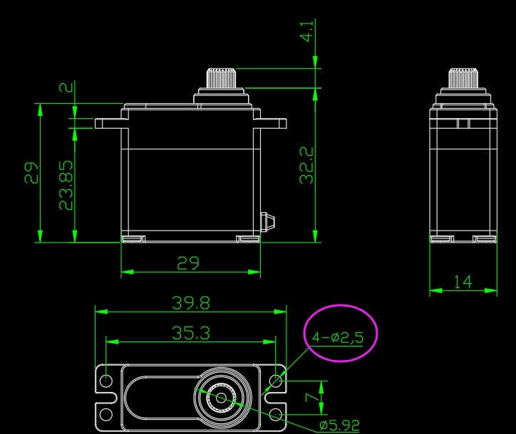DIG & OD Mounts for Reefs® RAW100 Servos (Fits Vanquish® VS4-10 w/ VFD Twin)