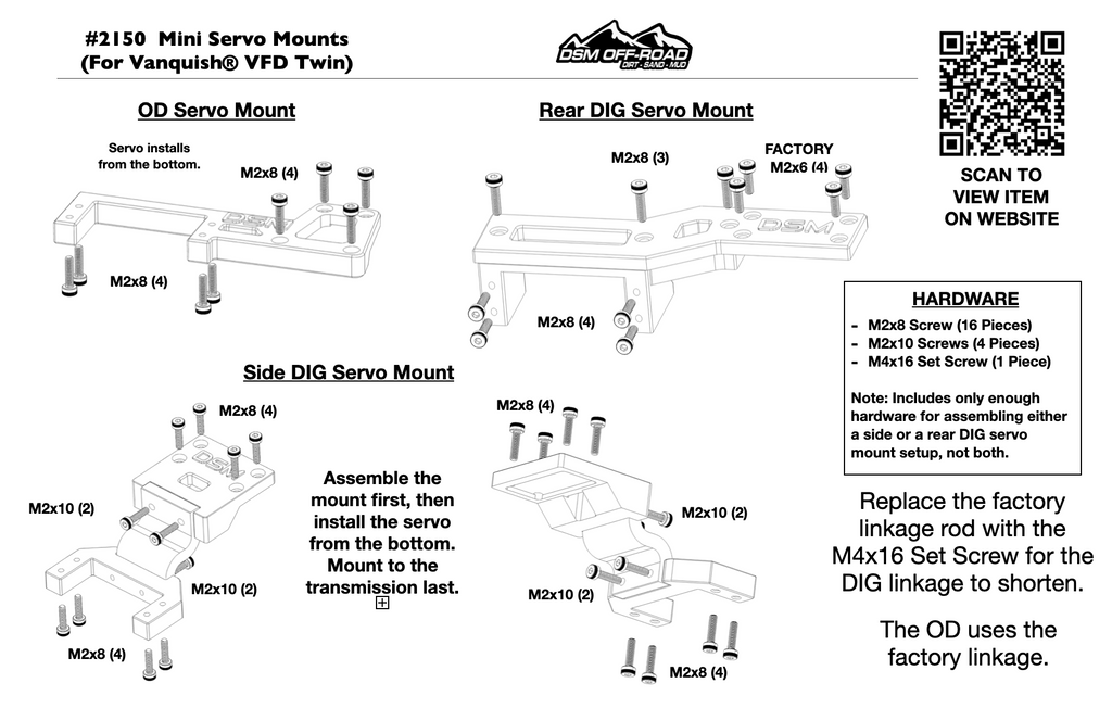 Mini / Micro Servo Mounts (for Vanquish® VFD Twin Transmission)