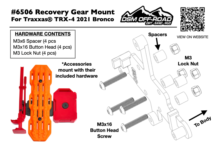 Recovery Gear Mount (Fits Traxxas® TRX4 2021 Bronco)