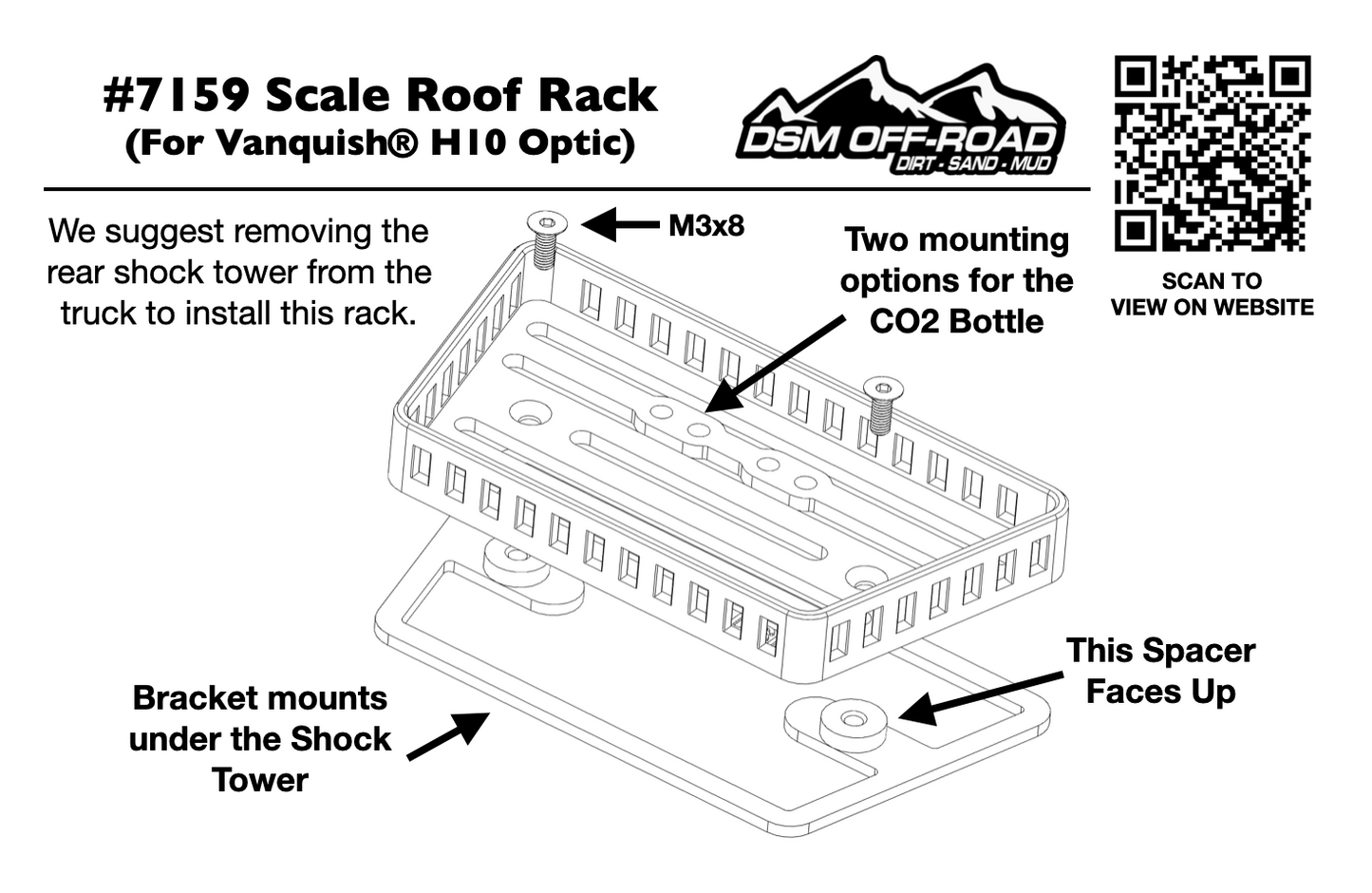 Rear Shock Tower Rack For Vanquish® H10 Optic