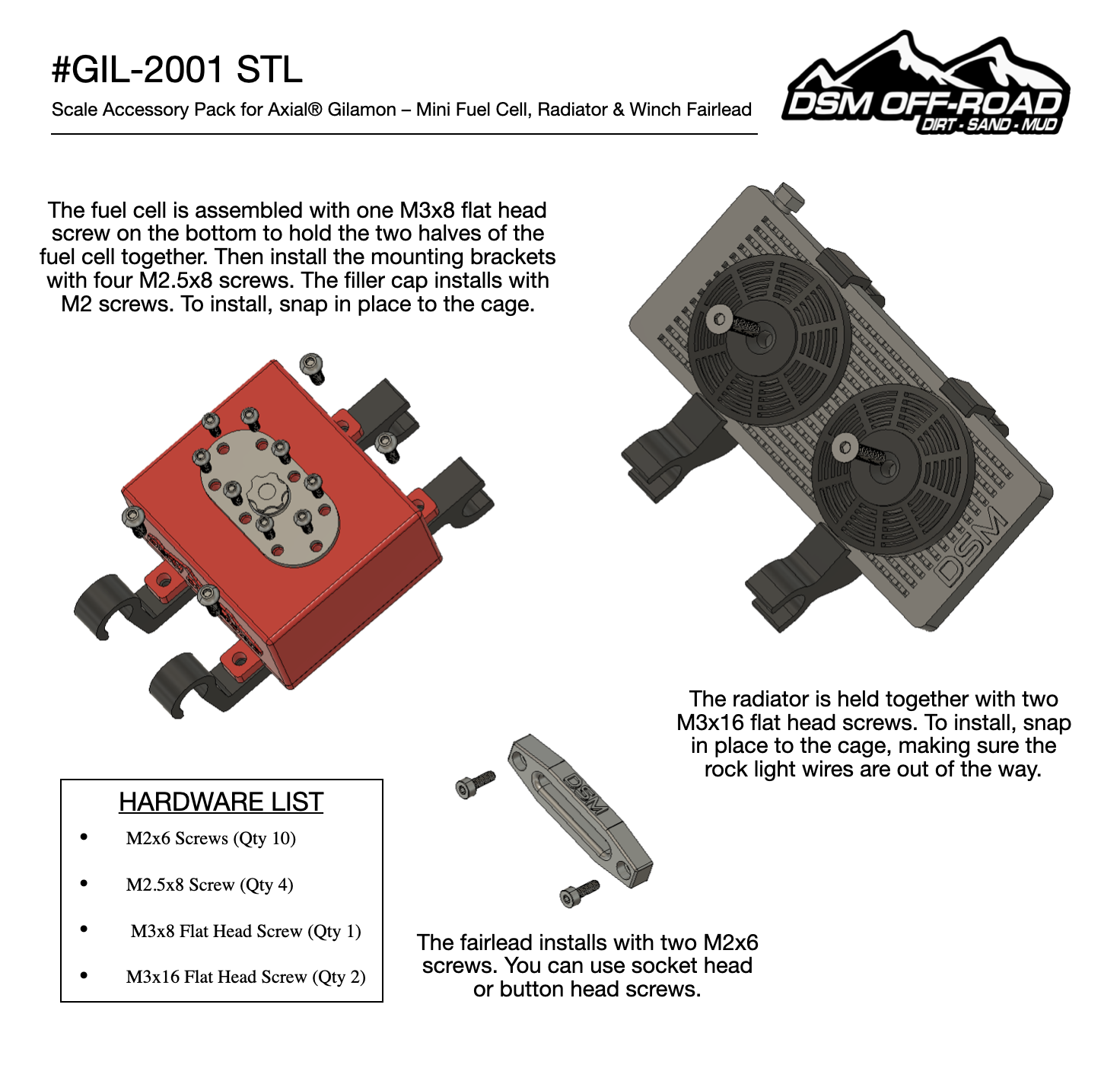 Scale Accessory Pack for Axial® Gilamon – Mini Fuel Cell, Radiator Scale Accessory Pack for Axial® Gilamon – Mini Fuel Cell, Radiator